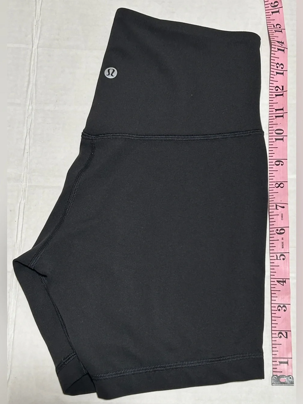 lululemon athletica Black Bike Shorts with White Side Stripe